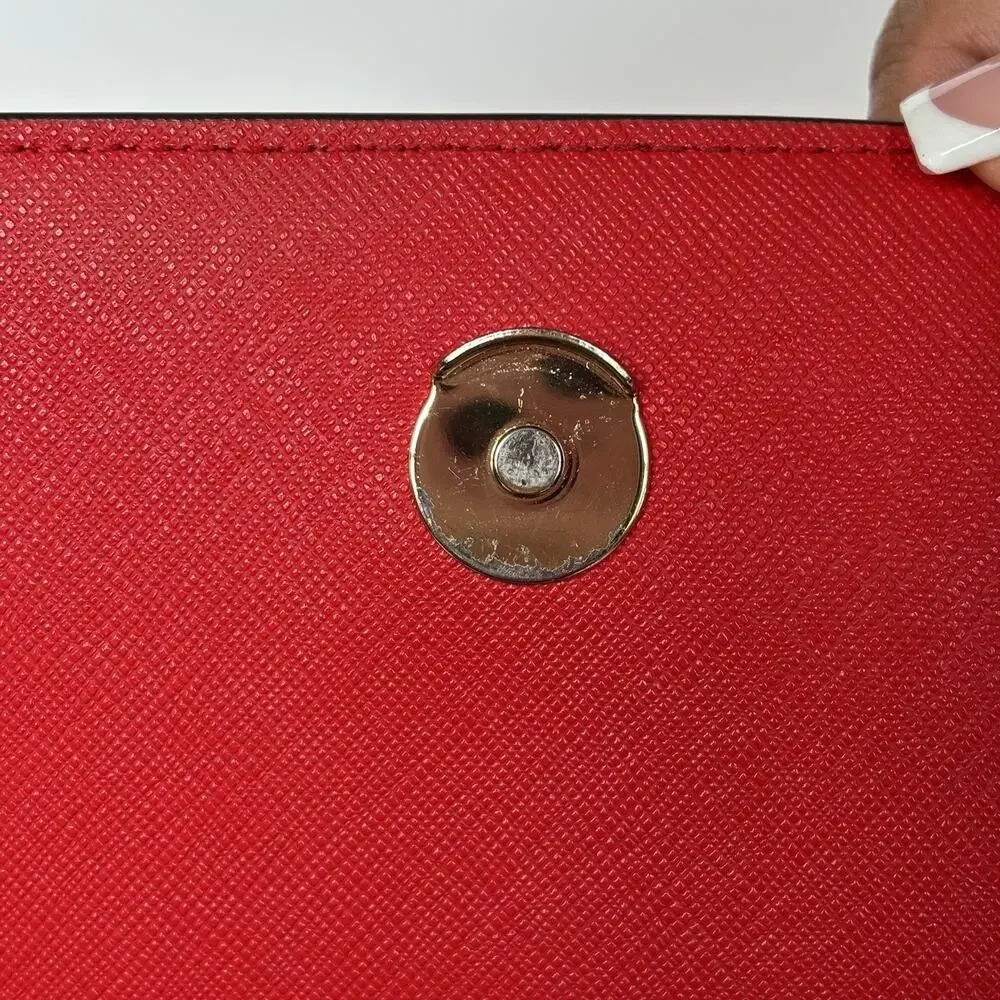 TORY BURCH Leather Crossbody Bag with Gold Hardware - Poppy Red Color